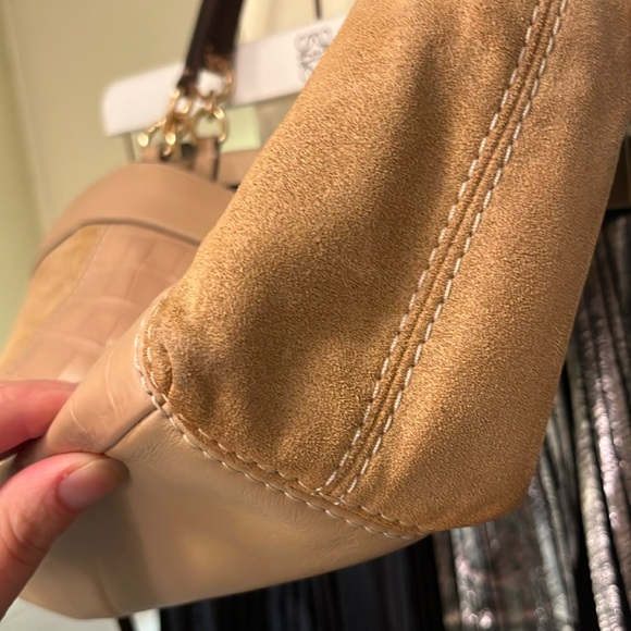 Coach Beige Suede,Croc and Python Embossed LeatherSmall/medium Lexy Shoulder Bag - Picture 15 of 16